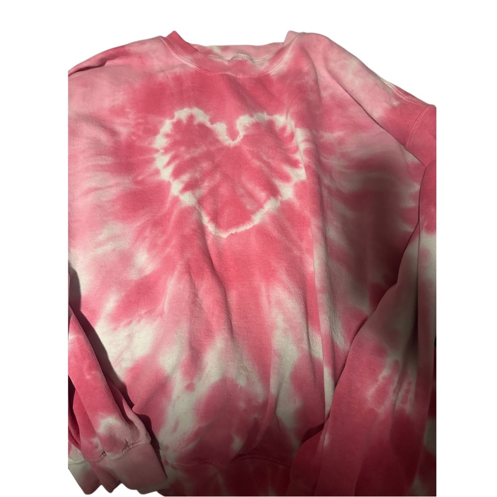 Urban Outfitters Pink Tie-Dye Heart Sweatshirt